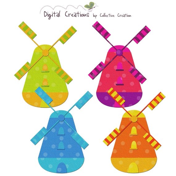 Polka Dot Windmill Clipart Set - Ideal for Scrapbooking, Card Making 