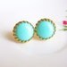 Mint Green Earrings Pale Mint Green Gold Post Stud Earrings Gold Lace Post Crown Post Earrings Bridesmaids Wedding Bridal Earrings