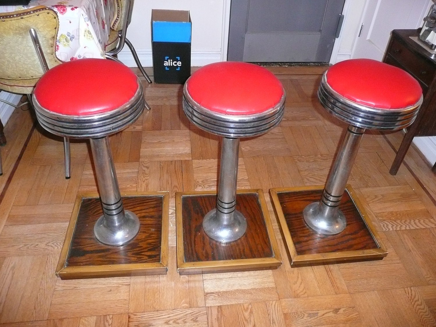 Vintage Chrome Soda Fountain Diner Bar Stools