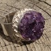 Edgy Amethyst Druzy Cabochon Dinner Ring in Sterling Silver-Adjustable size