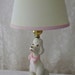 Vintage Chalkware White Poodle Desk Lamp Pink Jeweled Eyes