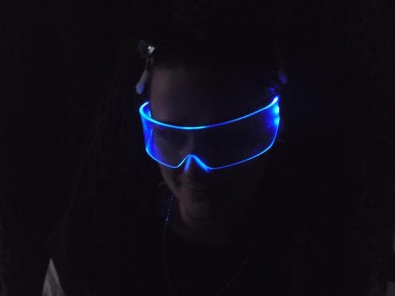 The Original Illuminated Cyber goth visor Neon Blue like cyberdog
