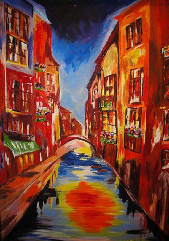 ORIGINAL Abstract Painting 36 X 24 VENICE Italy Europe At   Il 570xN.260442730 