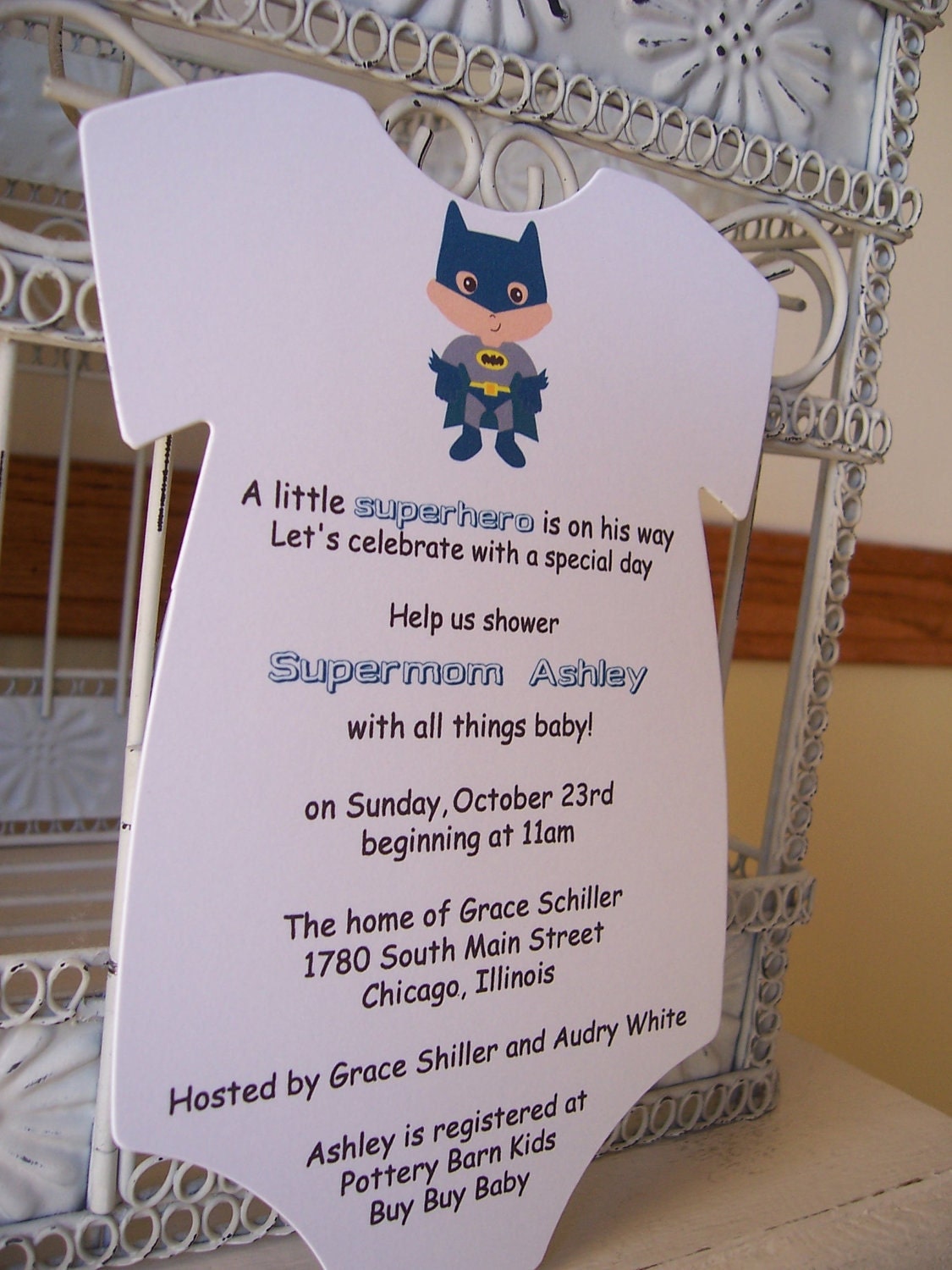 Batman Baby Shower Invitation Custom Die Cut Onesie Order