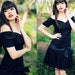 Vintage 1980s Black Heart Neckline Lace Prom Party Dress