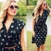 Vintage 1970s Black Polka Dot Collar Shirt Dress