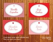 Valentine's Day Hearts Party - PRINTABLE & EDITABLE Food Labels / Place Cards, pink and red, by MyPartyDesign - Instant Download Il_170x135