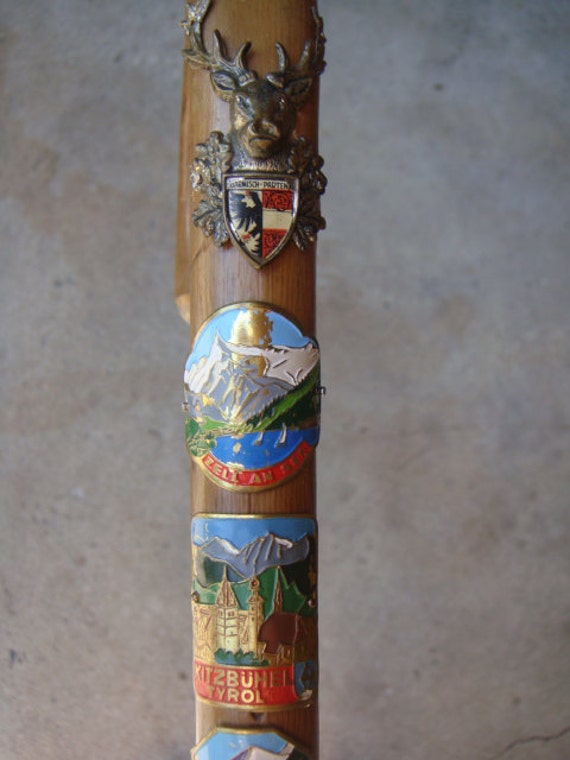 German Hiking Stick Cane with Medals