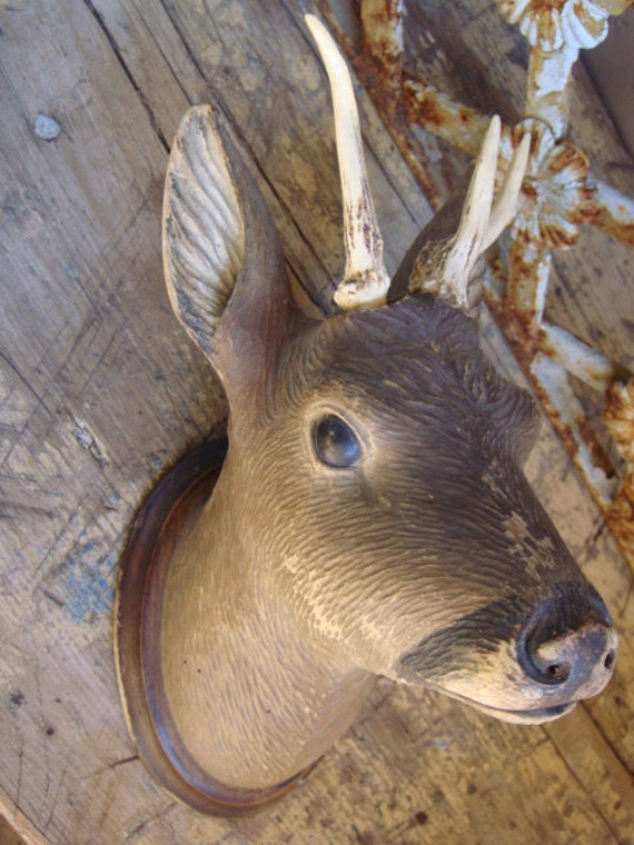 Black Forest Wood Carved Deer Head