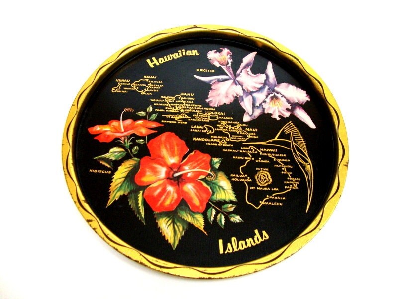 Vintage Hawaiian Islands Serving Tray