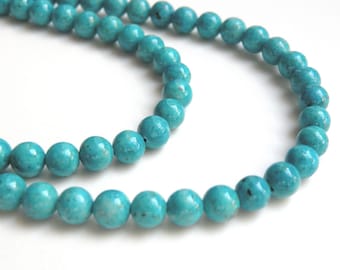 Riverstone beads in turquoise blue round gemstone 6mm full strand 9441GS