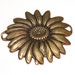1 Sunflower connector link component antique copper plated brass 30x35mm BFF1