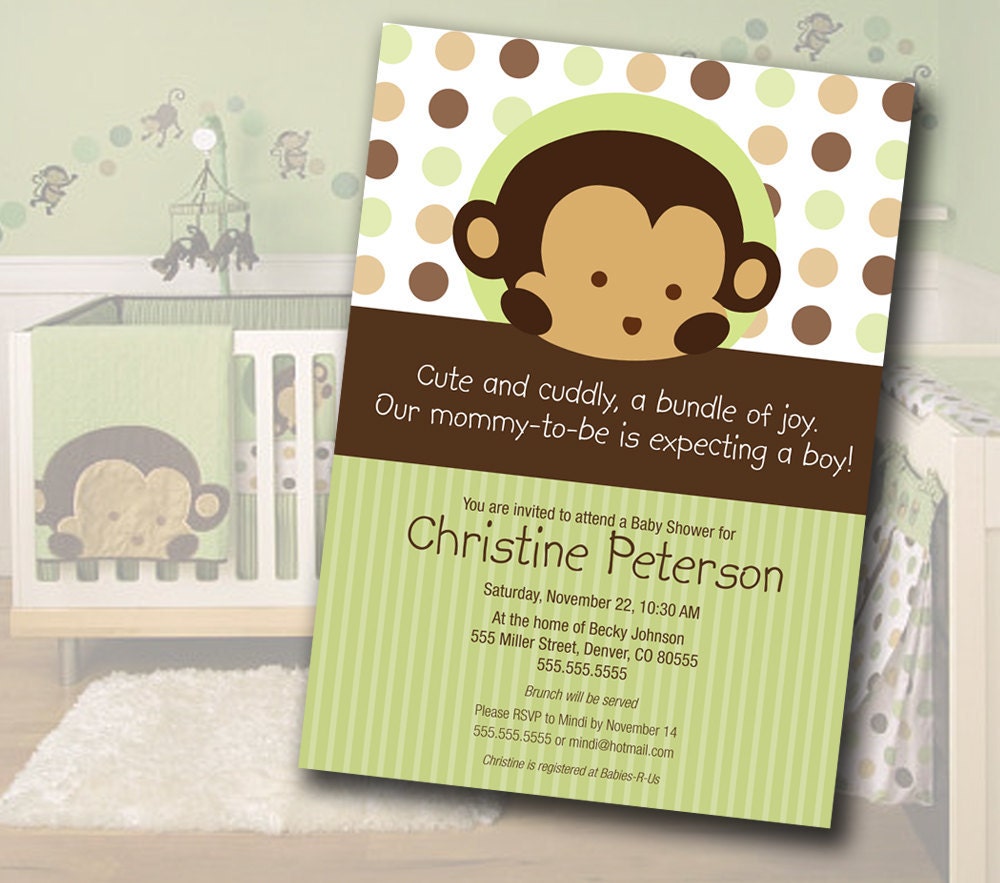 Monkey Baby Shower Invitations 4