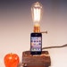 iPhone dock AND table lamp. Recycled wood. Copper. Steam punk. Industrial. 168