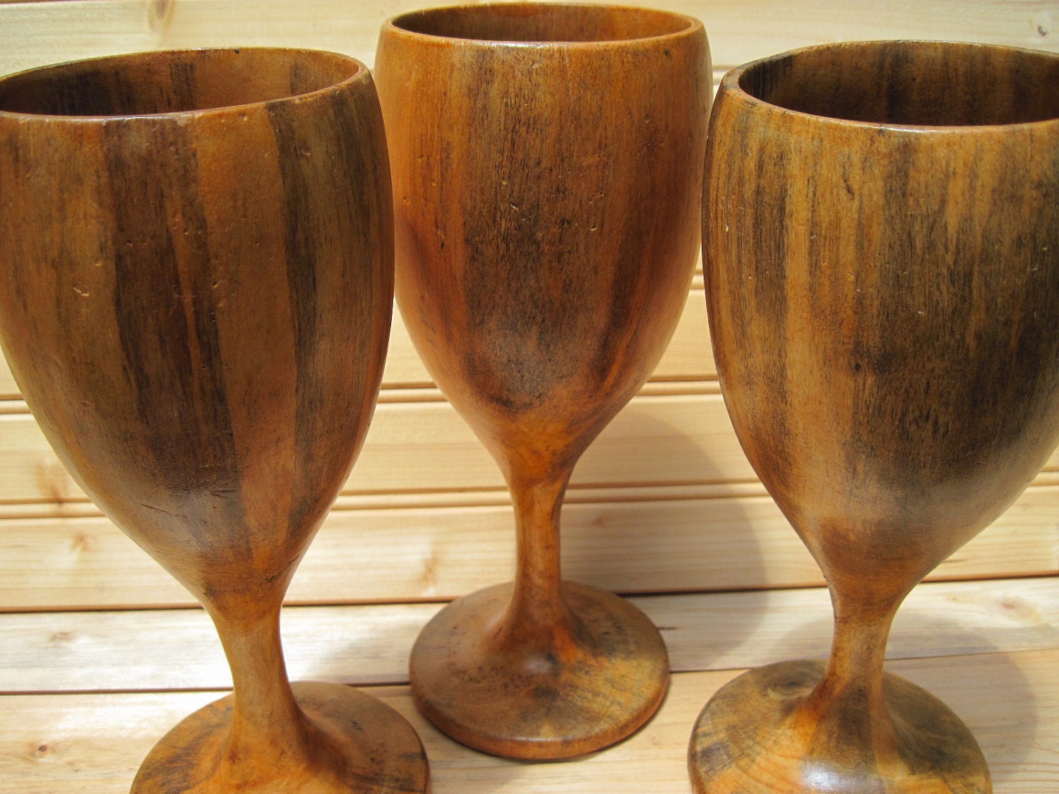 Large wooden goblets vintage wooden wine glasses