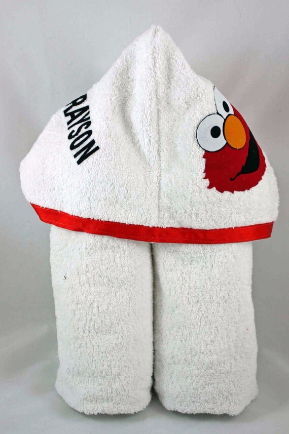 Items similar to Personalized Elmo Hooded Bath Towel for toddler or