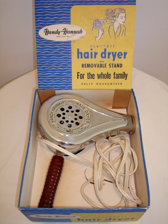 VINTAGE Chrome 1950s Hair Dryer with Stand and Original Retro