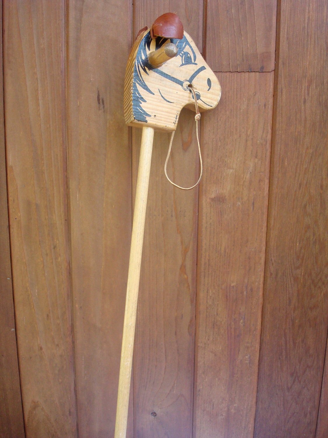 Vintage Child's Toy Wooden Stick Hobby Horse