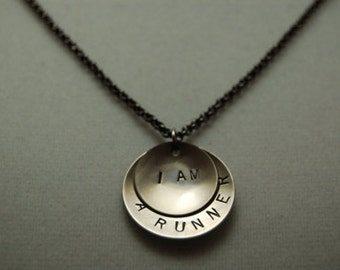 I AM a RUNNER Necklace - Running Jewelry - Running Necklace on Gunmetal Chain - Great Running Gift - New Runner - Beginner Runner - Run Gift