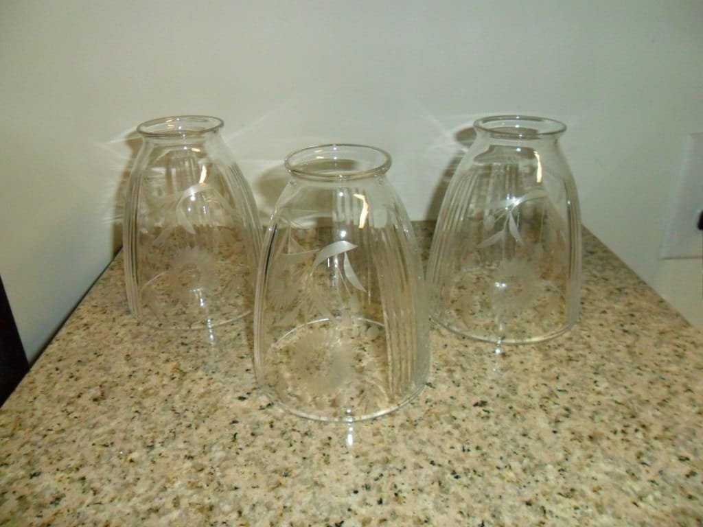 Four Vintage Ceiling Fan Clear Glass Light Shades