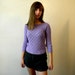 Lacy Sweater Jumper / 70s Lavender Purple Pointelle / Small