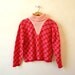 60s Pink Hipster Sweater / Turtleneck Jumper / Swirl Print / M