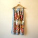 Huge Vintage Floral Scarf / Square / Blue Roses Rayon