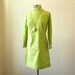 60s Mod Dress / Green Checked Long Sleeved Mini Dress / M