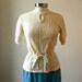 Vintage Crochet Peplum Blouse / 70s Pointelle Sweater Small