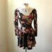Floral Dress Lace Collar / Grunge Goth Neo Victorian / Black Roses 80s M