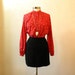 80s Secretary Blouse / Hipster Clothing / Halston Red Dots Geometric / L