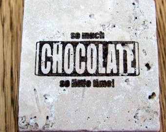magnet, natural stone, tumbled tile - chocolate