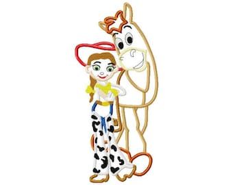 Cowgirl and Horse applique design instant download 560