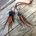 awesome braided leather and sari silk ribbon with teal and natural feathers headband