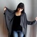 Dark grey jersey cardigan in wool mix - One size fits all