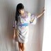 Grey kimono dress in satin - Obi belt included - Sizes S-M or L - LAST PIECE
