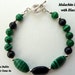 SALE - Malachite and Black Onyx Bracelet and Earring Set, Heart Toggle Clasp, Silver