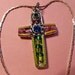 Vintage Beaded OOAK Jeweled Silver Cross Pendant with Neckchain
