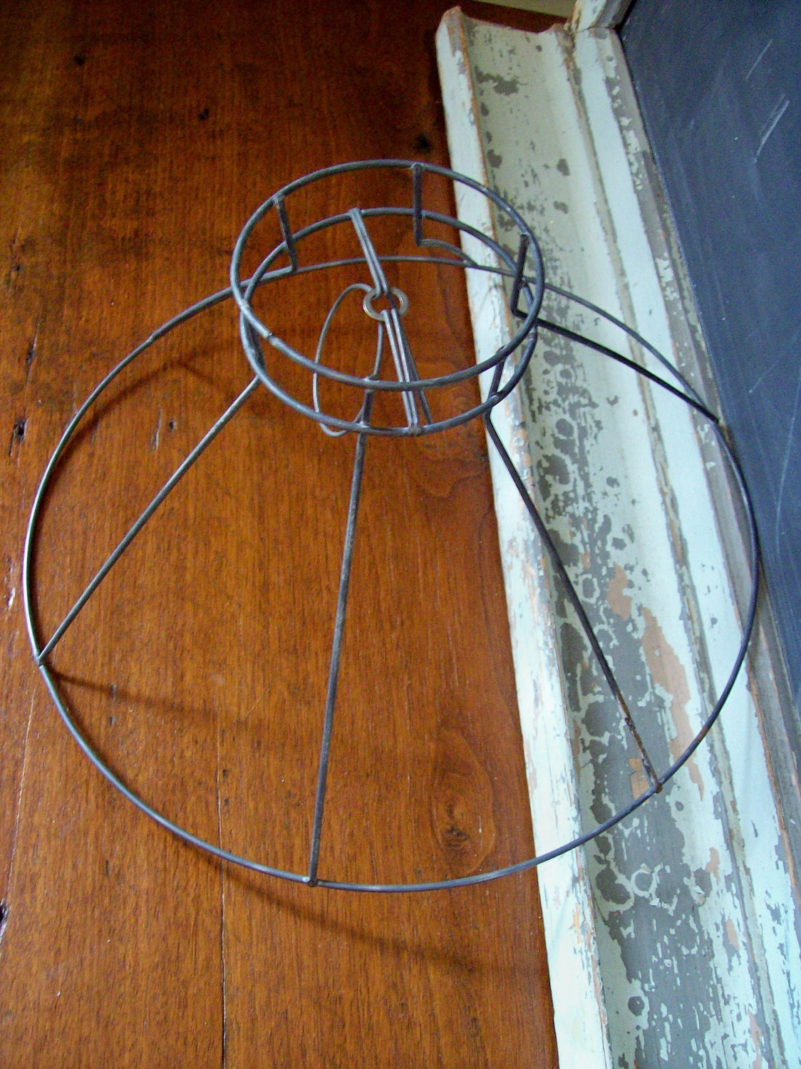 Vintage Lamp Shade Form Metal Bare Wire Frame Industrial Retro