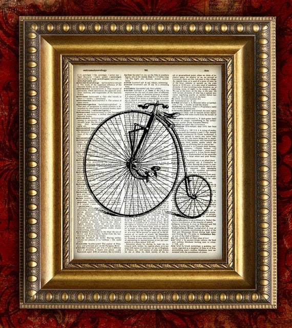 Vintage Dictionary Art Print VICTORIAN BICYCLE by EncorePrints