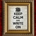 KEEP CALM and WRITE On Typewriter Vintage Print Dictionary Page Art Print on Upcycled Book Page Art Print 8x10