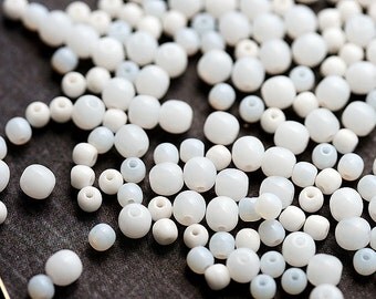 White czech glass beads mix - small spacers, druk, white beads - approx.100Pc - 2664