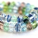 SALE 20%off Blue beads mix, jewel tones, glass spacers in blue, pink, green, czech beads, donut, rondel - 4x7mm - 25 Pc - 0211