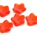 Bright Orange Czech glass flowers - firefly red bead caps - 10mm - 15Pc - 0358