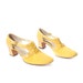 Vintage Sunshine Yellow T Strap Pumps with Corset Lace Fronts for size 8 - 8 1/2