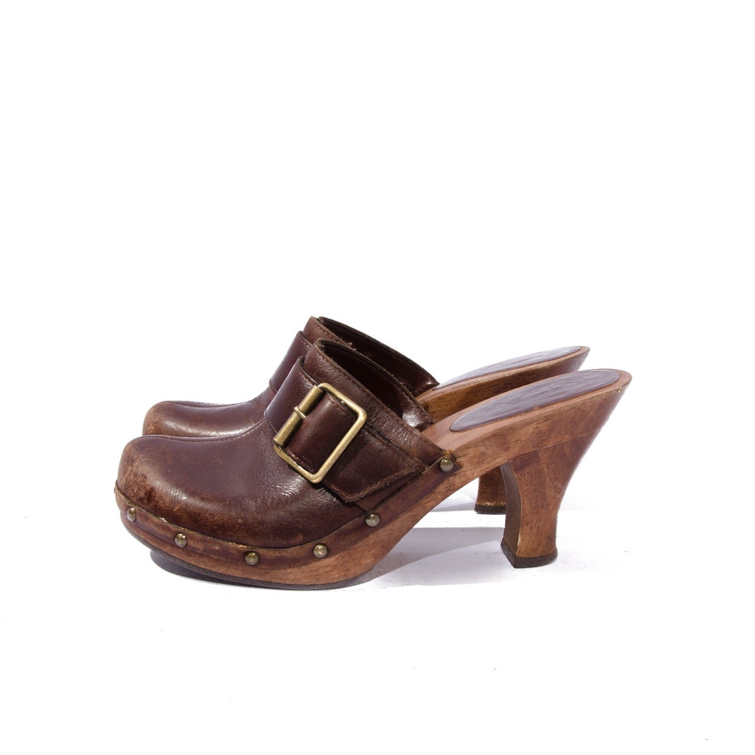 Women's Vintage Clogs Brown Platform Mule by wildrabbitvintage