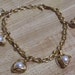 Vintage AVON Goldtone and Heart Shaped Caged Faux Pearl Rolo Link Bracelet