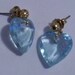 Vintage AVON Goldtone and Baby Blue Crystal Heart-Shaped Pierced Dangle Earrings