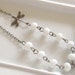 Dragonfly White Beaded Necklace .. dragonfly charm necklace with white faceted rondelle beads