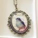 Bird with Bunting Necklace .. cabochon necklace, bird cabochon, bunting, bird cabochon necklace, 40 x 30 mm, vintage style necklace, cameo